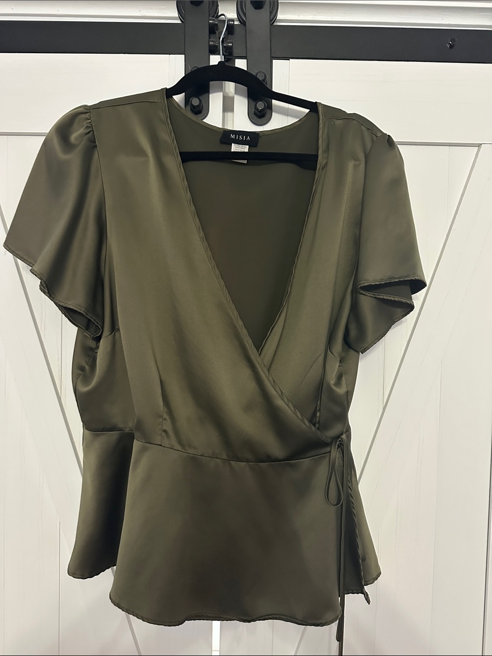 Boutique olive green wrap top